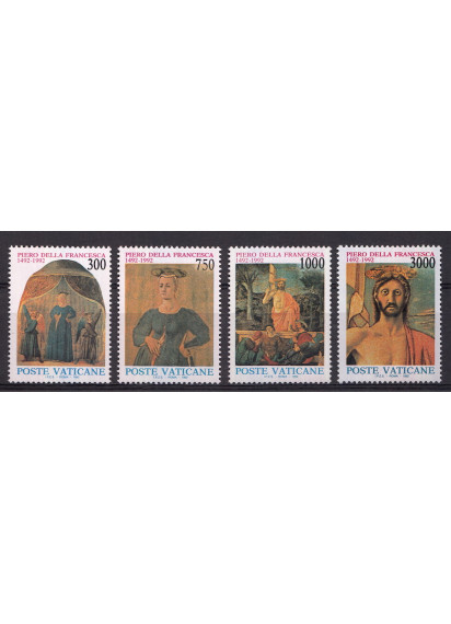 1992 Vaticano 5° Centenario Morte Piero della Francesca 4 Valori Sassone 932-5